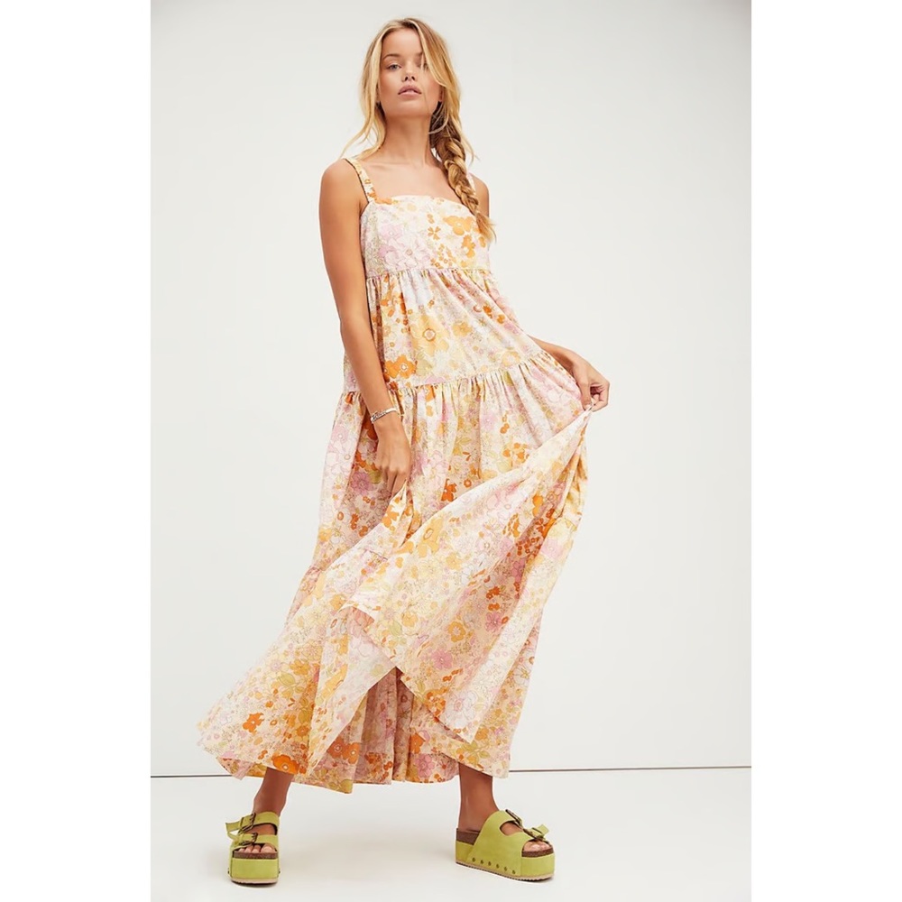 Free People Park Slope Retro Floral Maxi Dress Sz Small - Picture 1 of 12